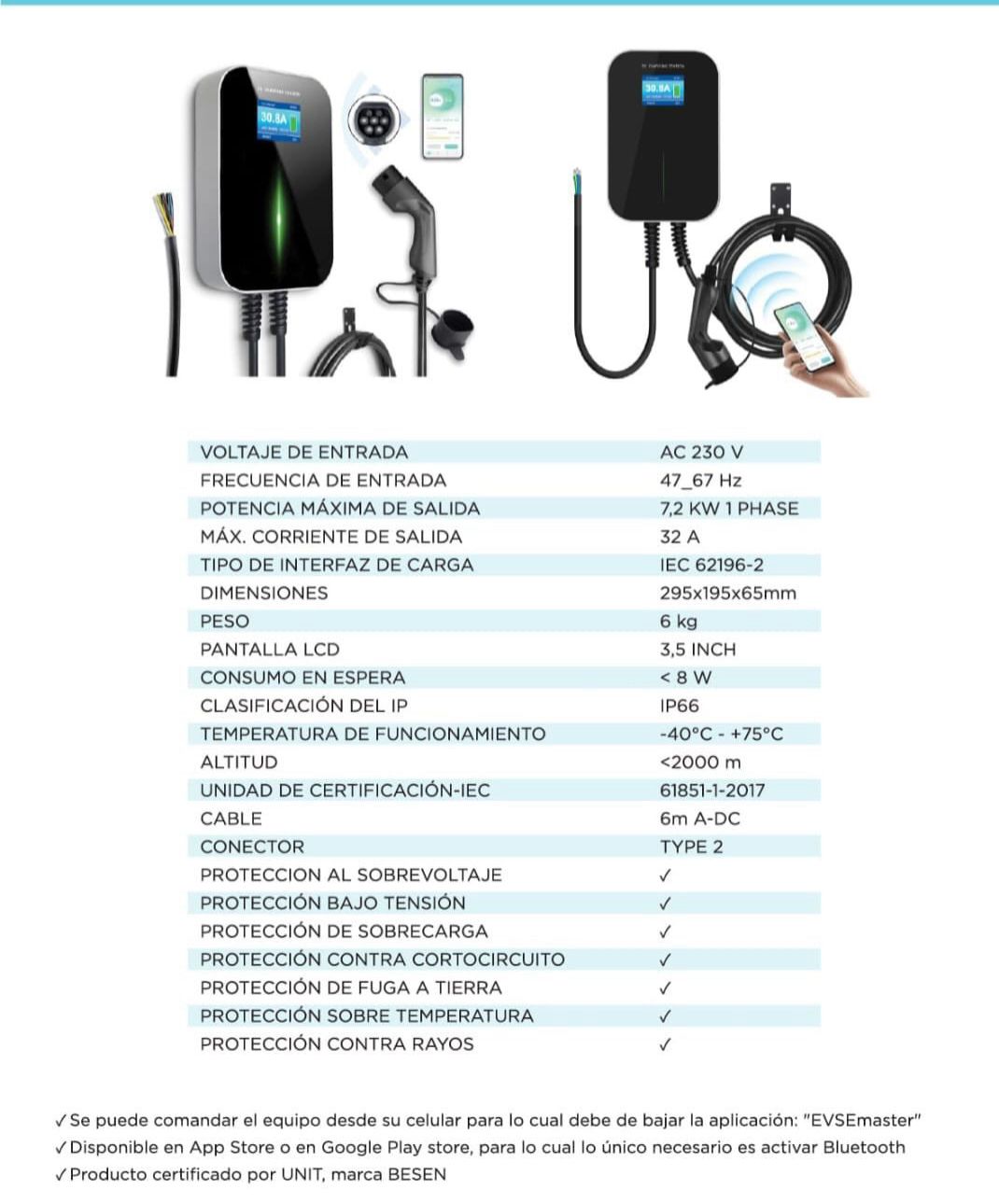 Cargador Rápido Auto Eléctrico / Carga rápida 32 A / App