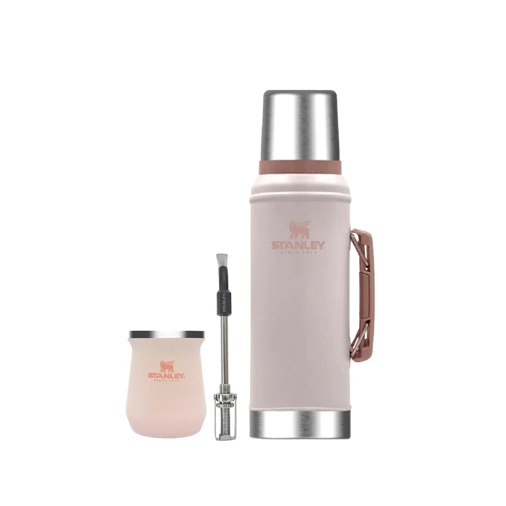 Combo de Termo Nueva Generacion + Mate Rosa + Bombilla Spring Negra