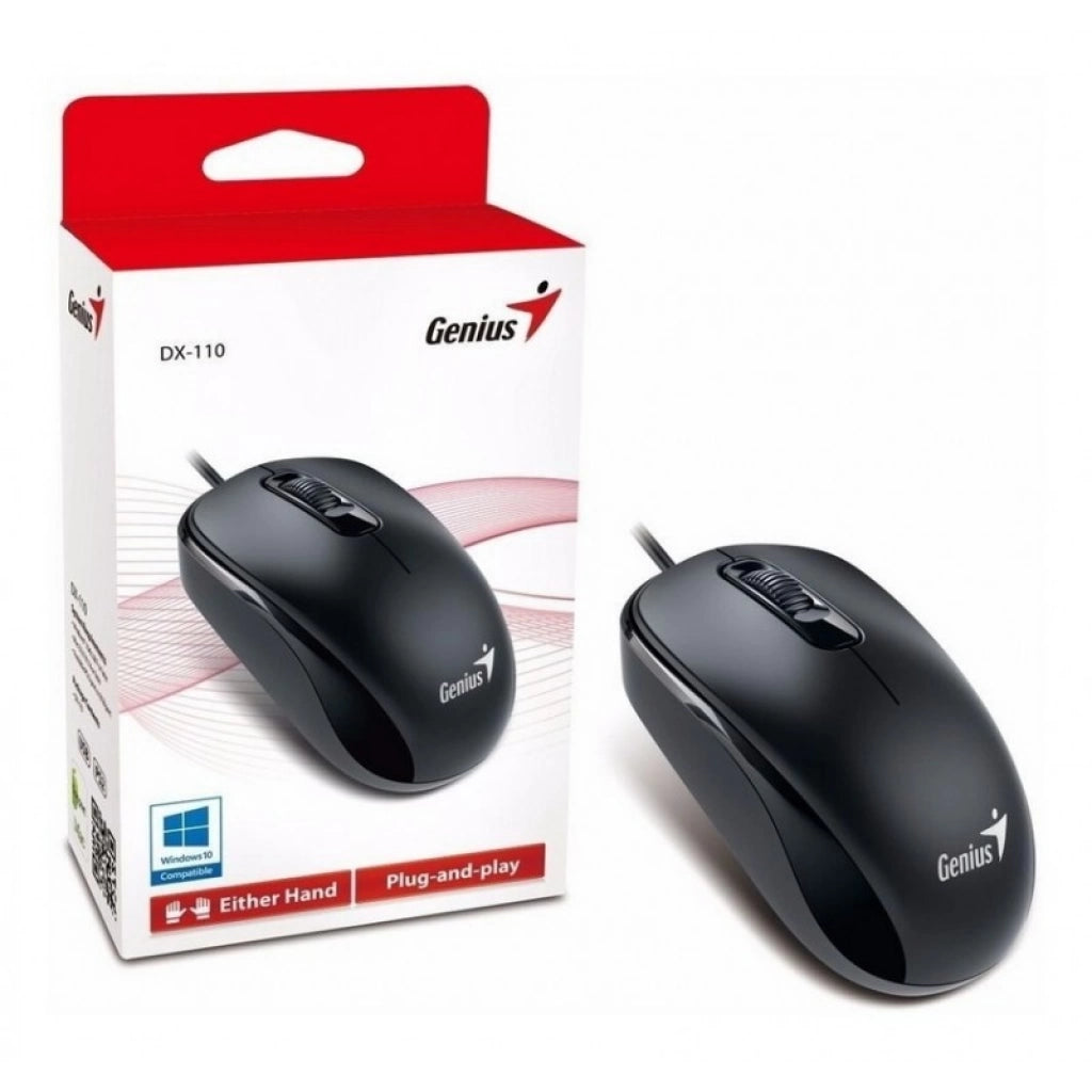 Mouse Genius DX 110 USB Óptico – Mouse Ergonómico Ambidiestro para Oficina y Hogar